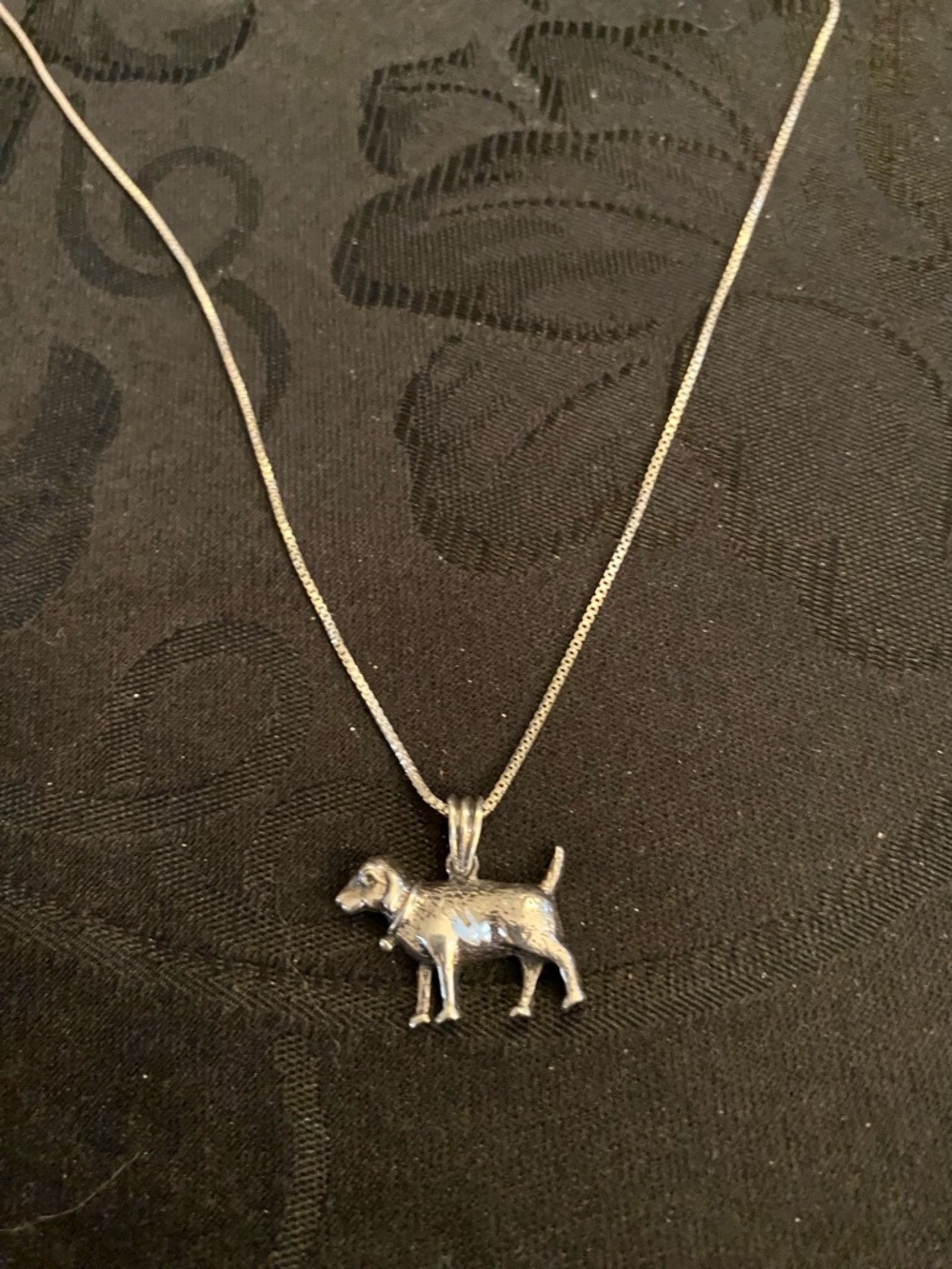 Sterling Silver Necklace With Vintage Sterling Dog Charm